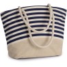 Sac shopping imprimé marinière en coton et jute, 350 g/m²