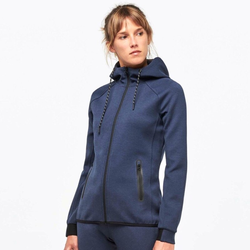 Veste de sport à capuche pour femme effet chiné, 310 g/m²