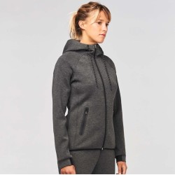 Veste de sport à capuche pour femme effet chiné, 310 g/m²