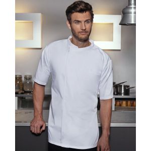 Veste de cuisine manches courtes avec boutons dissimulés, 200 g/m²