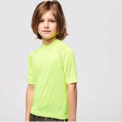 T-shirt surf enfant manches courtes col montant , protection UV 40+