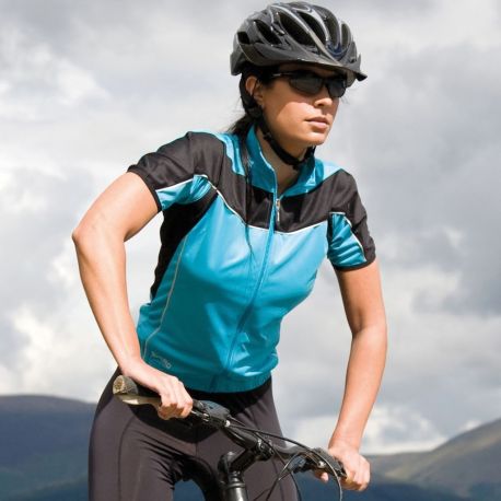 Veste de vélo femme zippée manches courtes réfléchissante, 170 g/m²