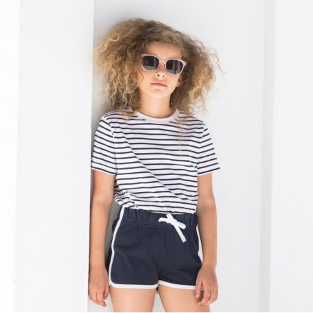 T-shirt marinière enfant en coton doux jersey, 160 g/m²