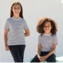 T-shirt marinière enfant en coton doux jersey, 160 g/m²