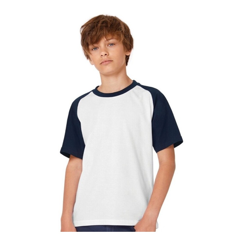 T-shirt baseball enfant bicolore, manches courtes, 185 g/m²