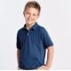 Polo enfant en tricot jersey DryBlend, boutons couleur bois, 214 g/m²