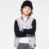 Blouson enfant molletonné teddy no label, col et manches contrastés