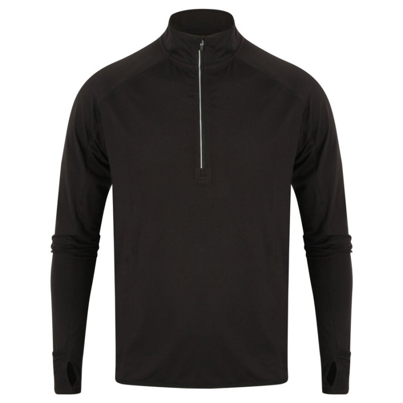 Haut manches longues pour homme, col 1/4 zip réfléchissant