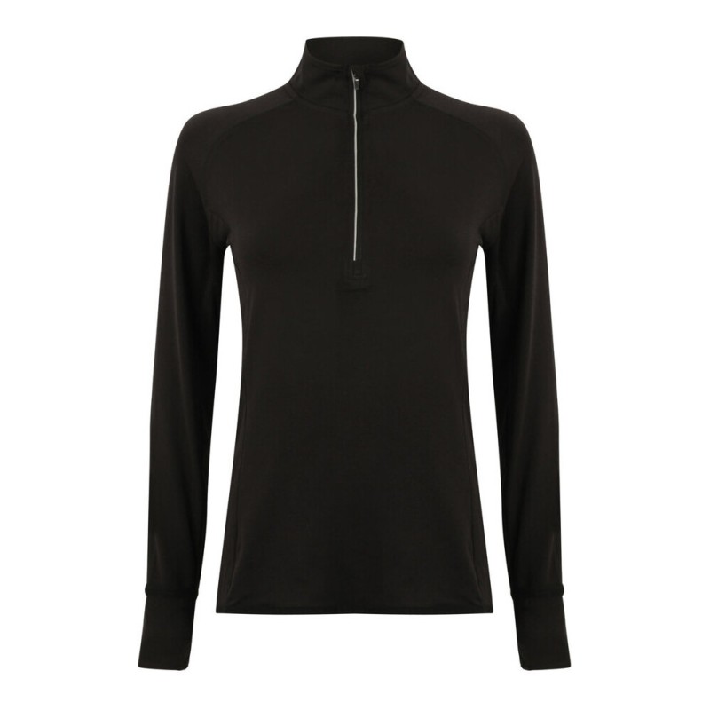 Haut manches longues pour femme, col 1/4 zip réfléchissant