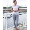 Pyjama long femme avec t-shirt blanc manches retroussées en coton jersey