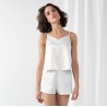 Ensemble pyjama caraco et short en satin pour femme