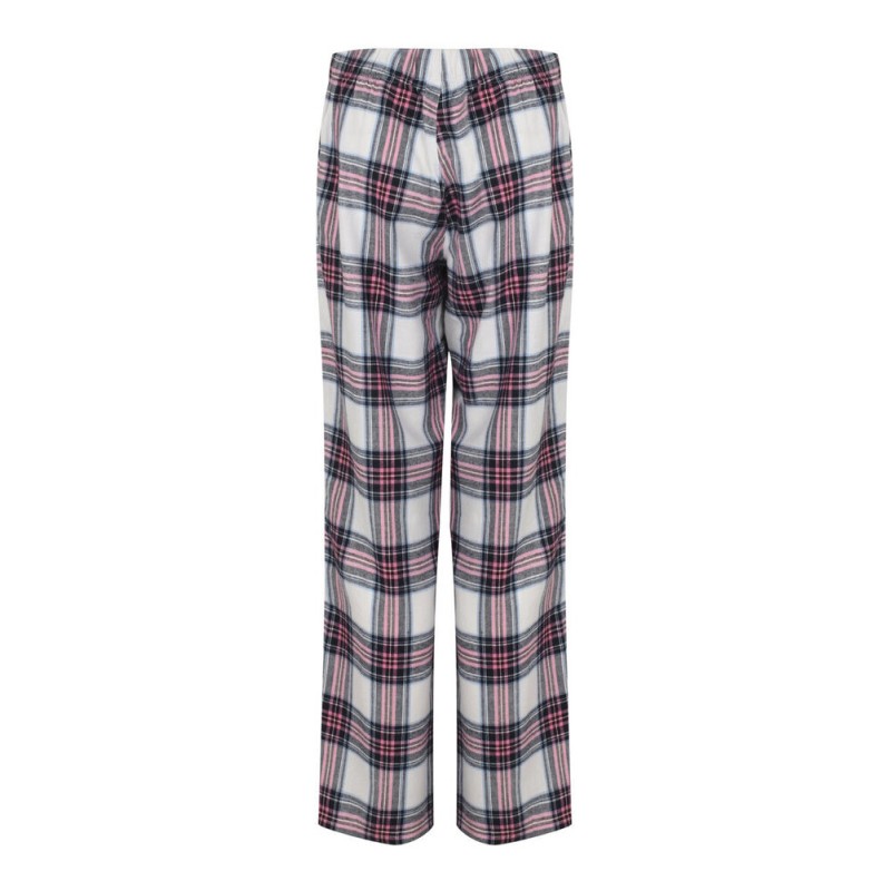 Pantalon femme motif tartan en flanelle, taille élastiquée