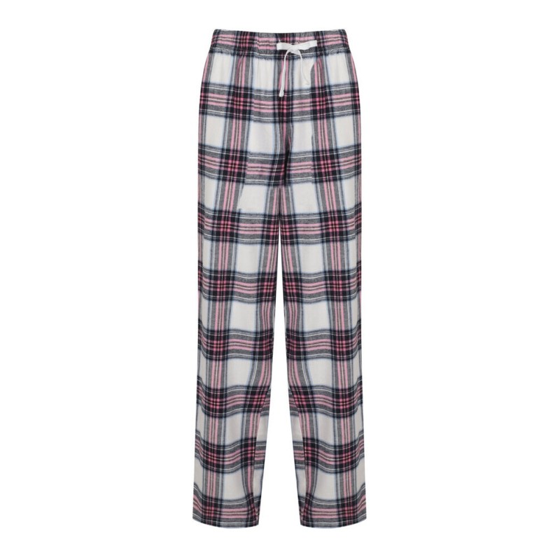 Pantalon femme motif tartan en flanelle, taille élastiquée