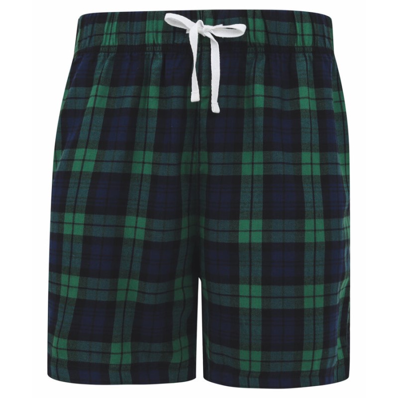 Short homme motif tartan en flanelle, taille élastiquée, 115 g/m²