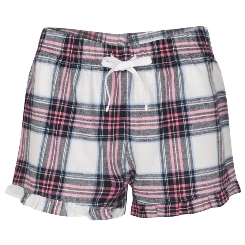 Short femme motif tartan en flanelle, taille élastiquée, 115 g/m²