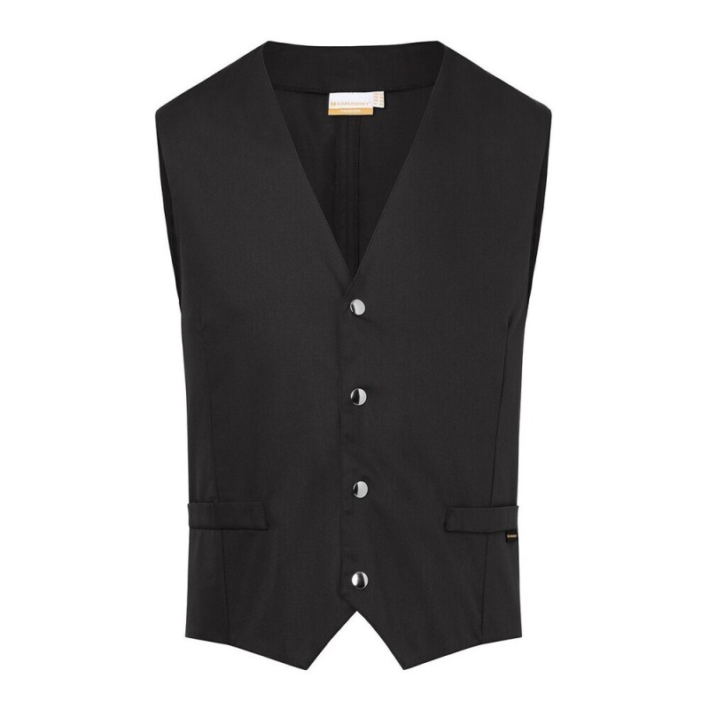 Gilet de service homme sans manches à boutons-pression, 215 g/m²