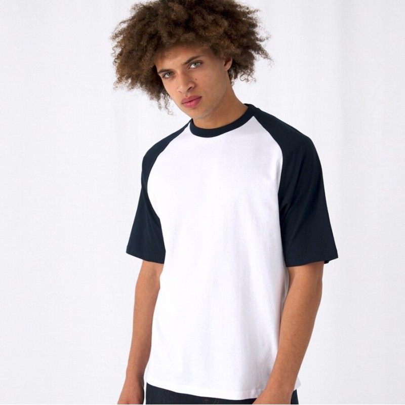 T-shirt baseball coton bicolore, manches courtes, 185 g/m²