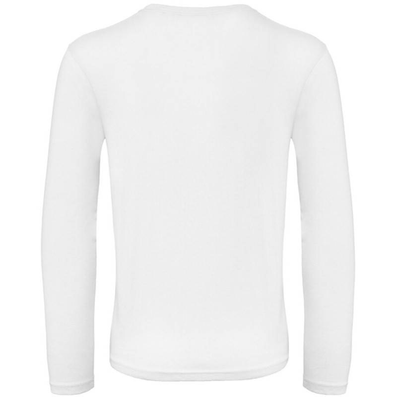 T-shirt homme manches longues en coton bio sans étiquette, 140 g/m²