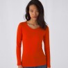 T-shirt femme manches longues en coton bio sans étiquette, 140 g/m²