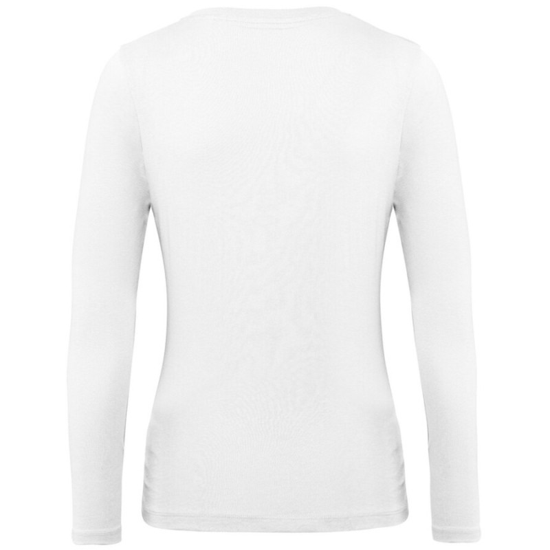 T-shirt femme manches longues en coton bio sans étiquette, 140 g/m²