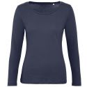 T-shirt femme manches longues en coton bio sans étiquette, 140 g/m²