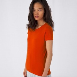 T-shirt femme épais col rond sans étiquette en coton bio, 175 g/m²