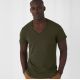 T-shirt homme col V sans étiquette, coton bio ringspun, 140 g/m²