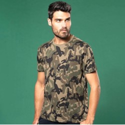 T-shirt homme camouflage manches courtes sans étiquette, 140 g/m²