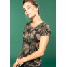 T-shirt femme camouflage manches courtes sans étiquette, 140 g/m²