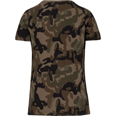 T-shirt femme camouflage manches courtes sans étiquette, 140 g/m²