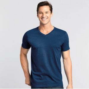 T-shirt col V homme manches courtes en coton ringspun softstyle, 150 g/m²