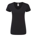 T-shirt femme iconic col V, coupe moderne en coton doux, 150 g/m²