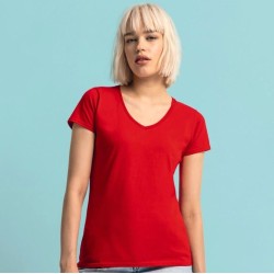 T-shirt femme iconic col V, coupe moderne en coton doux, 150 g/m²