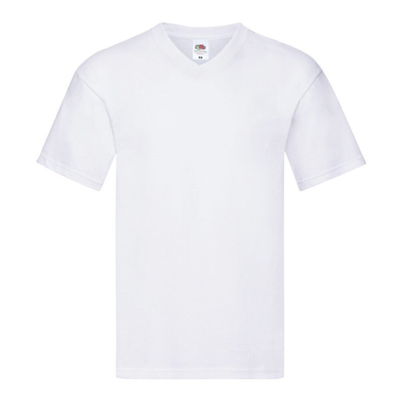 T-shirt original col V en coton, manches courtes, 145 g/m²