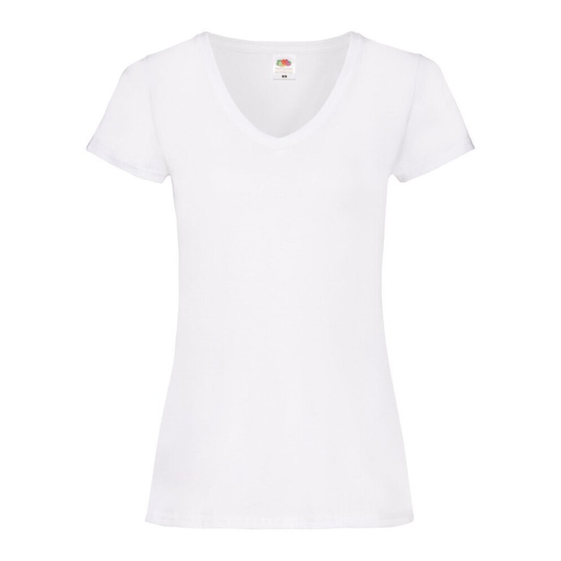 T-shirt femme col V valueweight en coton, manches courtes, 165 g/m²