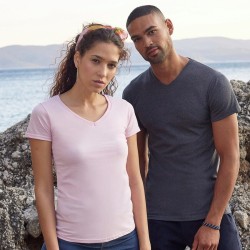 T-shirt femme col V valueweight en coton, manches courtes, 165 g/m²