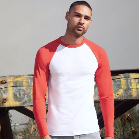 T-shirt baseball en coton belcoro manches longues col rond, 160 g/m²