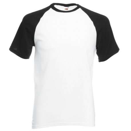 T-shirt baseball en coton belcoro manches courtes col rond, 160 g/m²