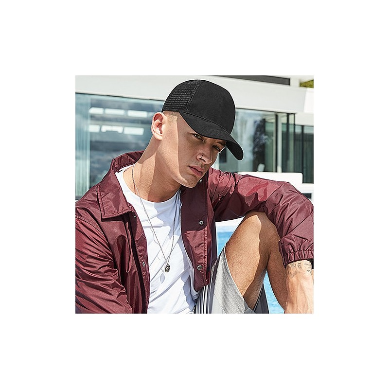 Casquette 5 panneaux en daim, maille filet à l'arrière