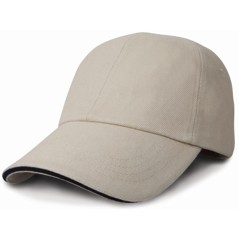 Casquette 6 panneaux avec liseré en coton brossé épais, 350 g/m²