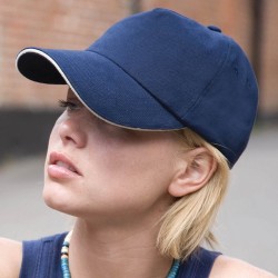 Casquette 5 panneaux contrastée sur la visière en coton épais, 350 g/m²