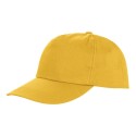 Casquette 5 panels en polyester pas cher, fermeture velcro
