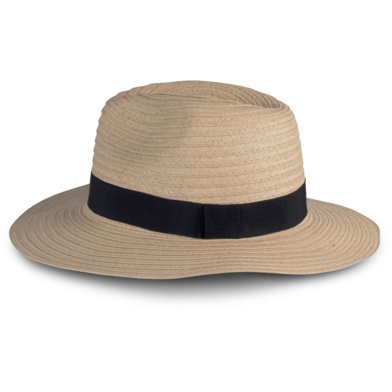 Chapeau de paille classique style Borsalino en fibres végétales