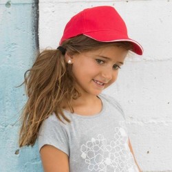 Casquette enfant 5 panneaux réglable avec visière contrastée, 180 g/m²