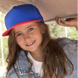 Casquette enfant snapback 5 panneaux en coton sergé, 260 g/m²