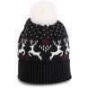 Bonnet d'hiver à pompon aux motifs fantaisie rennes