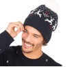 Bonnet d'hiver à pompon aux motifs fantaisie rennes