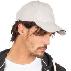 Casquette 6 panneaux bicolore en coton sergé, 180 g/m²