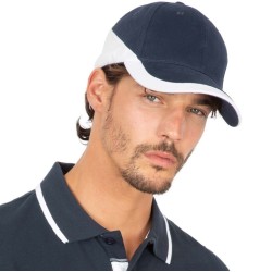 Casquette racing 6 panneaux bicolore en coton brossé, 260 g/m²