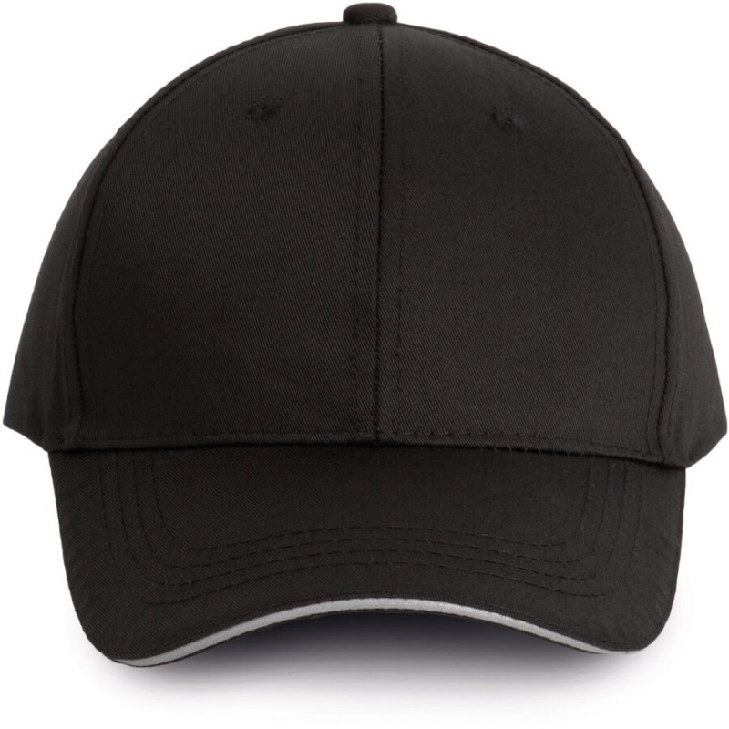 Casquette 6 panneaux visière contrastée certifiée OEKO-TEX, 240 g/m²